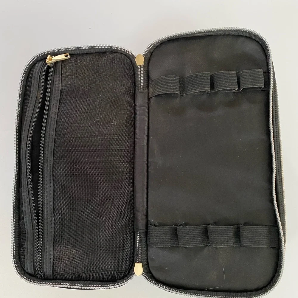 Dual zip black nylon soft side train case